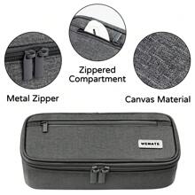 Large Pencil Case,Pencil Pouch With Zipper Compartments,Aesthetic Pencil Case For Adults,Stationery Pouch Pen Case For Office,Suitable For Junior High School Primary School Boys And Girls College Student - 深灰色 - 查看 5