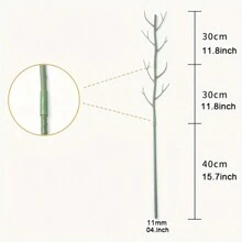 6 PCS 27.5" Detachable Twig Plant Support Stakes Set, Blends In To Plant, Branch Plant Sticks With Orchid Clips Twist Plant Ties, Twig Trellis For Indoor Outdoor Plants Potted Plants Flower - Green - View 2