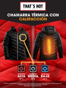 Chamarra Abrigo THAT'S HOT, Térmica con Sistema de Calefacción Eléctrica y Capucha para Mujer, Capitonada con Bolsas y Cierres, Cómoda y Juvenil para invierno - Moda Mujer Ultraligera Cómoda Elegante Casual Confortable Excelente Calidad para dama, Moderna, Actual y en Tendencia. El mejor regalo para Novia, Hija, Esposa, Mama, Tia, Amiga, Aniversario, San Valentín, Dia de las madres, Navidad, Cumpleaños. BHI23-0461-SHARON - Cereza - Ver 3