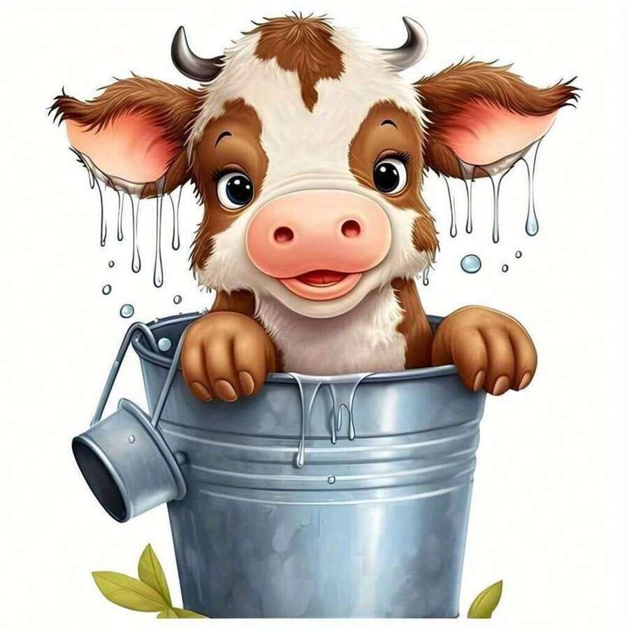 1/2/3入組創意超可愛的水桶花牛貼片,可用於衣服t恤,男士熱轉印貼紙 - 彩色 - 查看 1