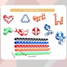 6 件式坐立不安玩具組包括 2 個戒指、2 個蛇尺、2 個大理石網坐立不安玩具 Adhd 焦慮壓力緩解 - 彩色 - 查看 3