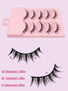 Asiteo 5 对 Manga 睫毛自然柔软假睫毛 3D 仿貂皮纤细柔软自然全条睫毛日常化妆条状睫毛、睫毛、睫毛、假睫毛 - 黑色 - 查看 6