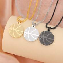 1條時尚運動風籃球項鍊,不銹鋼吊墜,男女均可 - 黑色 - 查看 2