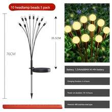 太陽能戶外螢火蟲花園燈,草坪燈,氛圍燈,植物燈,防水地面插入燈 - 太陽能螢火蟲暖白-10燈 - 查看 1