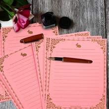 20 Sheets Vintage Lined Paper With Antique Border Design, Aged Stationery For Writing Letters, Invitations - White - View 4