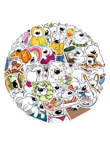50 件薩摩耶犬卡通貼紙適用於 Diy 行李箱、筆記本、ipad、手機殼防水裝飾貼紙 - 彩色 - 查看 9