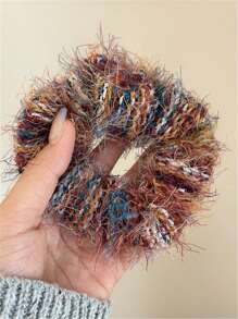 2pcs/Set Women's Bohemian Style Merladan Hair Accessories, Including Orange Knitted Headband And Colorful Striped Head Tie For Daily Wear, Outdoors - Multicolor - View 5