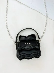 Kids Shoulder Bag, Fashionable Mini Bow Knot Chain Crossbody Bag For Toddler Girls