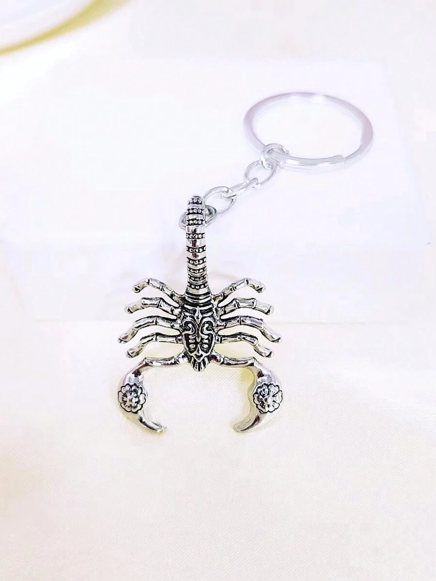 Western Fashionable Vintage Scorpion Keychain Pendant Decoration - Black and White - View 1