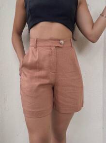 Women Shorts - Rust Brown - View 3