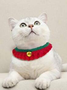 1入組寵物圍巾和蝴蝶結套裝,聖誕主題,適用於小型和中型犬和貓,為貓奴創造節日氛圍 - 紅色 - 查看 2