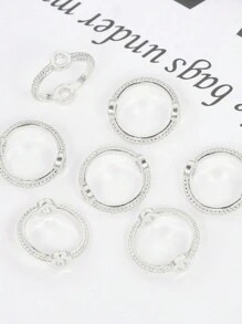 50 件銀色環珠,框架金色橢圓形框架間隔珠連接器,適用於 Diy 項鍊手鍊耳環吊墜珠寶製作配件 - 亮銀色 - 查看 3