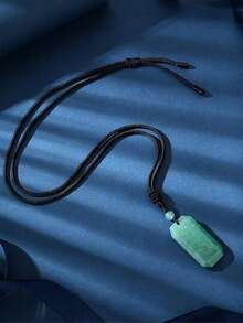 1個長方形天然石晶體掛墜項鍊,男性水晶螢石紫晶虎眼繩鏈可調項鍊h225 - Necklace - 查看 3