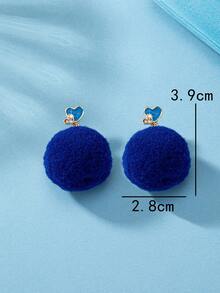 JYBY 2入組秋冬新時尚溫暖、可愛、百搭、受歡迎的毛絨球掛墜耳環,適合女性日常穿戴 - 白色毛球圓環 - 查看 4