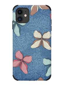 1 chiếc nơ & in hiệu ứng denim chống rơi, chống sốc, dây buộc & giá đỡ nhẫn, vỏ điện thoại vẽ tay bằng da thủ công, tương thích với iPhone 14 Pro Max - Màu xanh lam - Xem 32