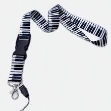 1入組鋼琴鍵熱轉印印花手繩帶金屬扣,黑白色 - 黑與白 - 查看 1