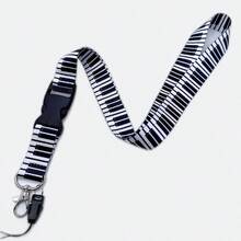 1入組鋼琴鍵熱轉印印花手繩帶金屬扣,黑白色 - 黑與白 - 查看 2