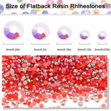 6000顆紅色ab 2/3/4mm樹脂鑲嵌鑽石,附帶蠟筆,非熱鑲嵌平面圓形樹脂鑽石,適用於美甲裝飾,臉部彩妝,diy珠寶工藝,製作配件,鞋子,衣服,包包等 - 紅色 - 查看 6