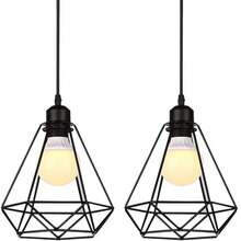 E27*1頂燈餐廳農家風格附led燈泡3000k暖光/6500k白光,110v/220v現代吊燈裝飾黑色鐵籠吊燈,工業工廠吊燈,廚房餐廳大廳天花板燈 - 黑色 - 查看 2