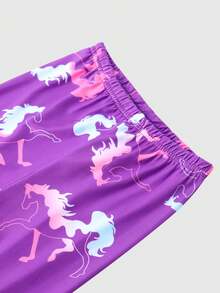 女童獨角獸印花睡衣套裝,適用於居家穿著 - 彩色 - 查看 5