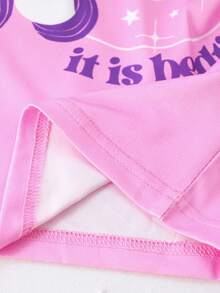 女童獨角獸印花睡衣套裝,適用於居家穿著 - 彩色 - 查看 4