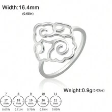 1pc Fashionable Stainless Steel Cloud Pattern Women Ring - Simple Series - View 19