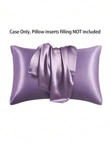 2 pcs Pillowcase for Hair and Skin, Silk Satin Pillowcase Pillow Cases Set of 2, Silky Pillow Cover with Envelope Closure - Purple - View 4