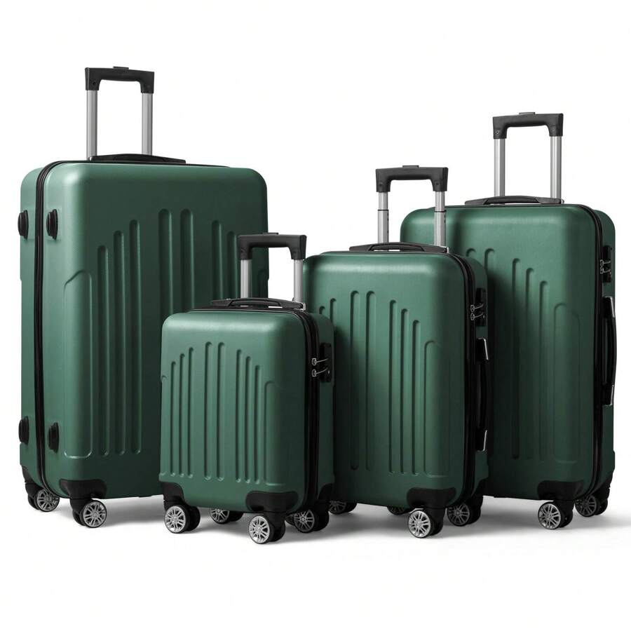 4 Piece Luggage Set, ABS Hard Shell Suitcase Luggage Sets Double Wheels With TSA Lock, Purple Orchid School Cruise Essentials For Dorm Room Dorm Essentials For College For School Travel Suitcase SuitcasesSuit Case Durable