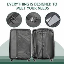 4 Piece Luggage Set, ABS Hard Shell Suitcase Luggage Sets Double Wheels With TSA Lock, Purple Orchid School Cruise Essentials For Dorm Room Dorm Essentials For College For School Travel Suitcase SuitcasesSuit Case Durable - Vintage Green - View 10