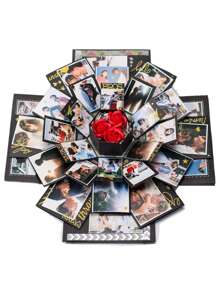 1pc Surprise Explosion Box Gift Handmade Creative Photo Diy Album Empty Box (Random Ribbon Color) For Valentine'S Day Or Birthday - Multicolor - View 9