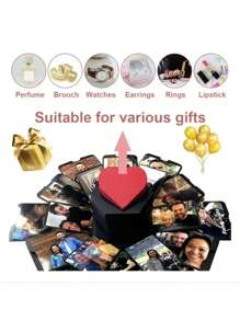 1pc Surprise Explosion Box Gift Handmade Creative Photo Diy Album Empty Box (Random Ribbon Color) For Valentine'S Day Or Birthday - Multicolor - View 7