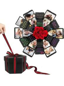 1pc Surprise Explosion Box Gift Handmade Creative Photo Diy Album Empty Box (Random Ribbon Color) For Valentine'S Day Or Birthday - Multicolor - View 10