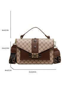 Plaid Presbyopic Small Square Bag As A Gift For Women, Fashionable And Elegant Double-Layer Bag Pu Portable Crossbody Twist Lock, Fashionable And Versatile, Suitable For Women's Daily Travel Use