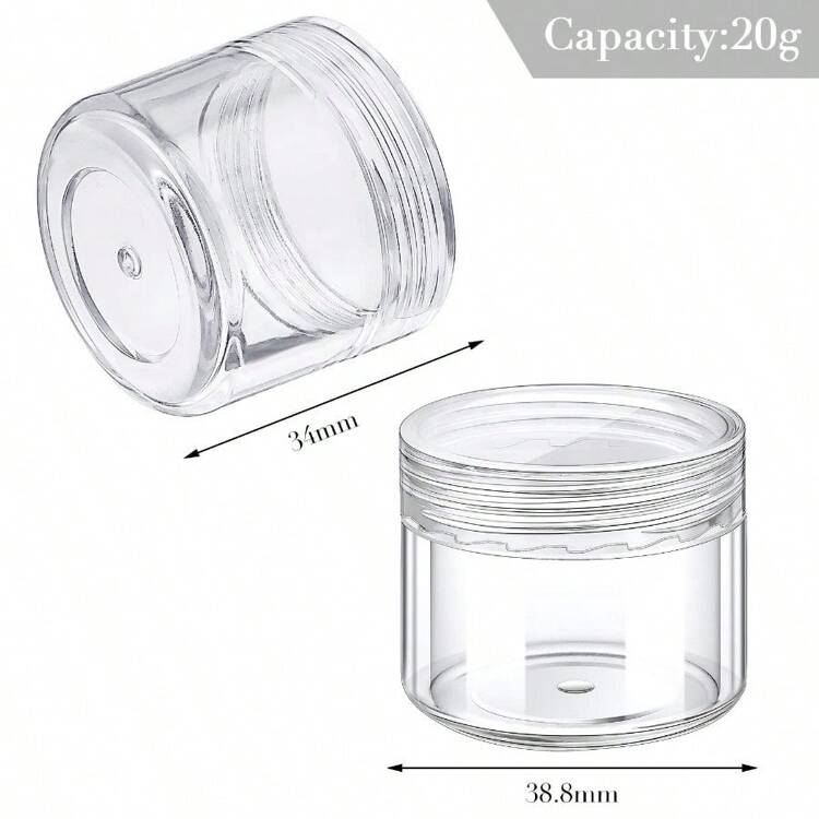 20入組圓形塑料化妝品容器套裝,適用於液體膏霜樣品,容量20毫升/ 0.7盎司,配有黑白透明粉紅青藍色蓋子 - 無色 - 查看 4