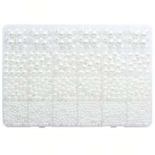 1box White Faux Pearl Beads Set In 24 Compartment Container, 4-10mm, 1800pcs, Suitable For Clothing Sewing, Women's Fashionable Jewelry Handmade Diy Beading