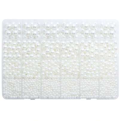 1 låda Vit Pärldekorationer Pärlore Uppsättningar I 24 Avdelning Behållare , 4-10mm , 1800 st , Lämplig För Kläder Sömnad , Kvinnors Fashionabel Smycke Handgjord DIY Pärlstav