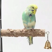 虎斑鸚鵡棲木架和啃咬棒和磨喙石和鳥玩具,天然椒木材質 - 杏色 - 查看 2