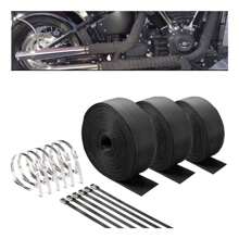 Cinta Térmica Escape Moto Headers 5mx2.5cm Alta Temperatura ,Modificación del Coche Cinturón Aislante Motocicleta Tubo de Escape Aislamiento Algodón Tela Resistente al Calor - Negro - Ver 1