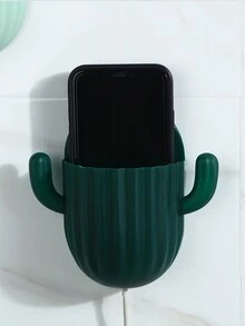 1入組仙人掌浴室配件無痕掛牆收納毛圈,化妝品收納盒 - 墨綠 - 查看 2