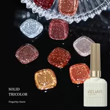 XEIJAYI 15毫升美拉德全息闪粉指甲油，适合初学者！ - 酒紅色 - 查看 9