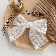 1pc New Fashion Lace Embroidered Bow Hair Clip Floral Sweet Style Spring Clip For Women - White - View 2