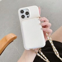 1 件金属链可拆卸挂绳，多功能防摔纯色荔枝纹 PU 皮革手机壳，兼容 16、16e、15、14 Plus、13、12、11 Pro Max、Pixel 4 XL、6、7、8、9 Pro、6a、7a、8a、9a、Galaxy、OnePlus 8、9、10、8T、9R、Nord 2、N10 5G、ACE 2 Pro、Mate、Edge 30、Redmi Note - 白色 - 查看 5