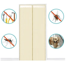 120x210cm Magnetic Fly Screen Door Mosquito Net Self-Sealing Magnet Mosquito Net With Magnetic Buckle - 米色 - 查看 3