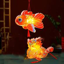 2pcs/Set Glowing Pvc Handheld Lantern - Dragon & Goldfish Shaped - Red - View 5