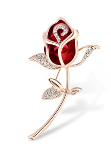1pc High-End Red Rose Brooch, Great As A Gift For Mom - Multicolor - View 3