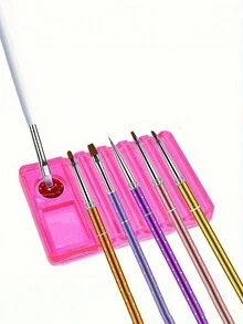 1 件塑膠水晶中性筆展示架,多種顏色選擇,美甲設計化妝刷支架,方便使用美甲工具調色盤 - 透明 - 查看 9