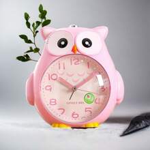 Pink Cartoon Cute Owl  Mute Desktop Alarm Clock Lovely Student Wake Up Table Alarm Clock With Backlight  For Kid Beedroom - Pink - View 1