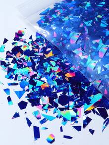 10g 皇家蓝不对称美甲闪光片全息亮片 DIY 配件凝胶抛光美甲装饰用品 - 寶藍色 - 查看 2