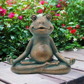 Meditation Yoga Frog Figures Garden Decoration For Outdoors, Zen Garden Frog Figure For Room Desk Decoration Funny Gifts For Women/Children/Girls Fairy Garden Home Decoration 13CM