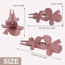 1/4个花朵发夹哑光法式发卡黑色花朵发夹发爪夹防滑发夹优雅发饰女士女孩婚礼派对发饰食人鱼花情人节发爪发夹，头部饰品 - 彩色 - 查看 4